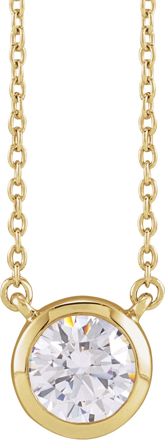 14K Gold Round Lab-Grown Diamond Necklace - Yellow Gold