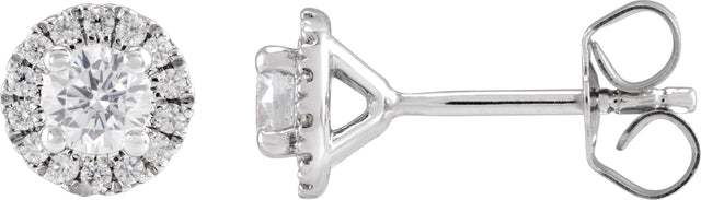 14K Gold Round Lab-Grown Diamond Cocktail-Style Halo-Style Stud Earrings - White Gold