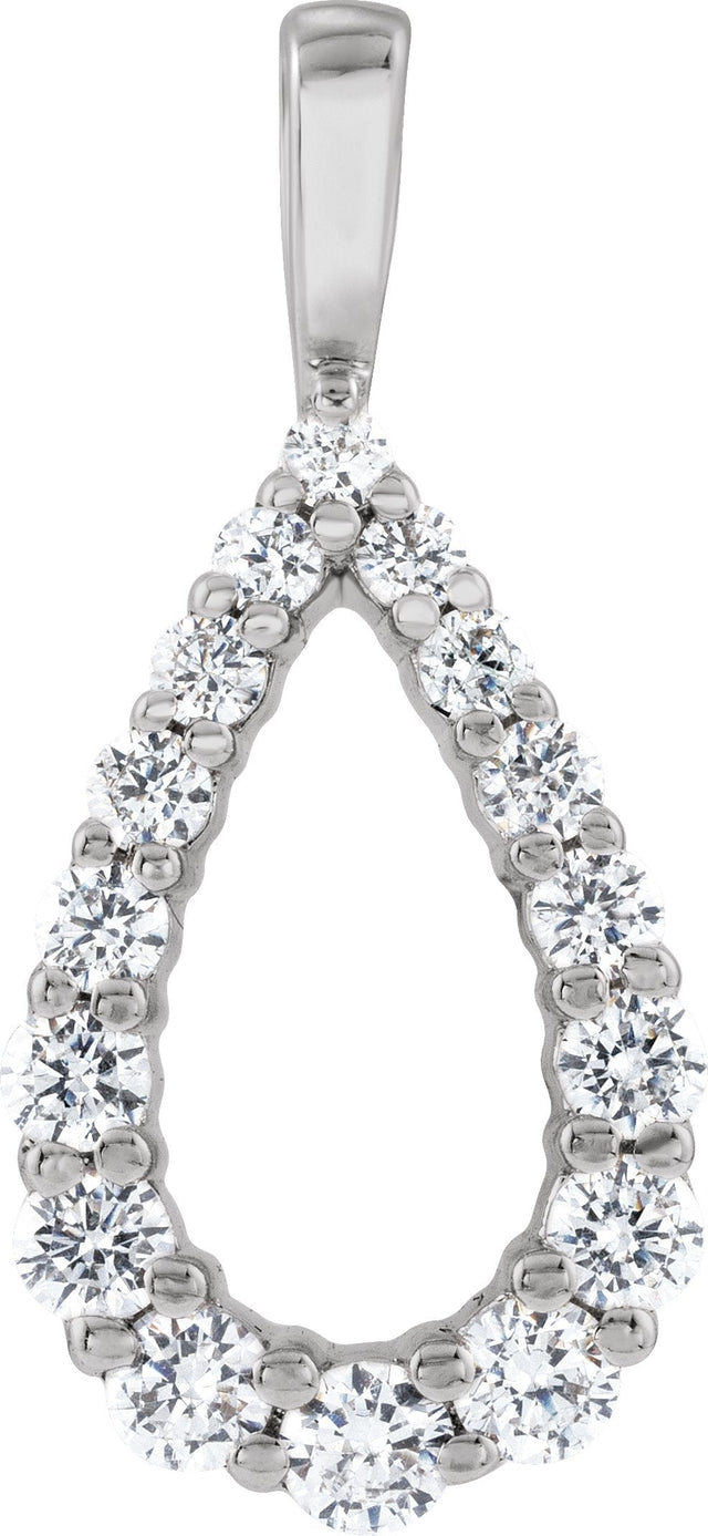 14K Gold Round Lab-Grown Diamond Pendant - White Gold