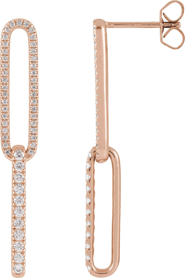 14K Gold Round Lab-Grown Diamond Earrings – 1.4mm Stones - Rose Gold
