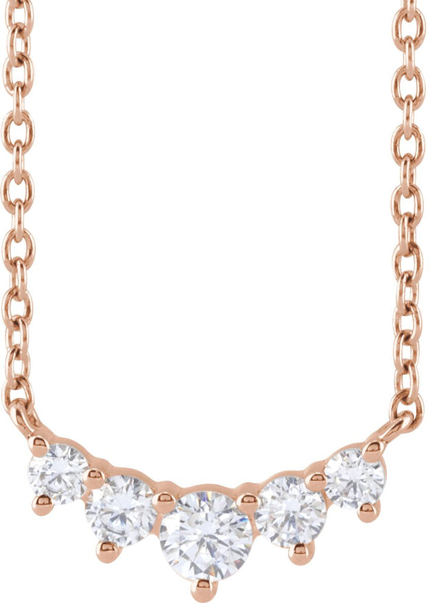 14K Gold Round Lab-Grown Diamond Graduated Necklace – 1/3 CTW - Rose Gold