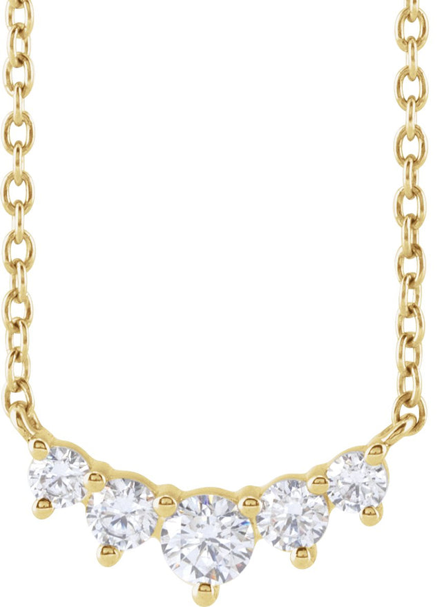 14K Gold Round Lab-Grown Diamond Graduated Necklace – 1/3 CTW - Yellow Gold