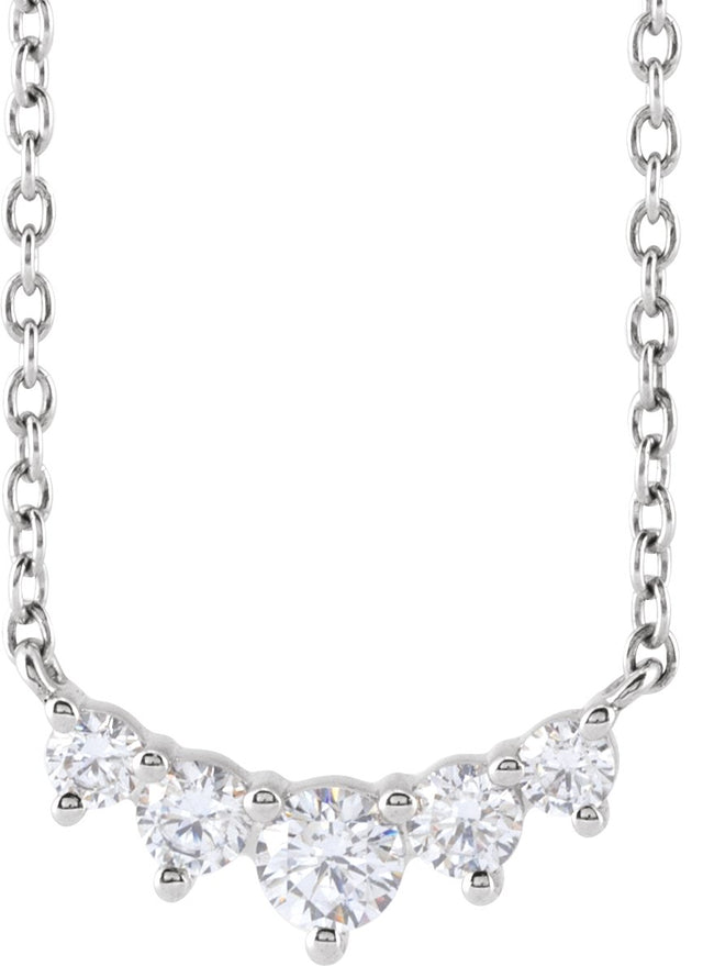 14K Gold Round Lab-Grown Diamond Graduated Necklace – 1/3 CTW - White Gold