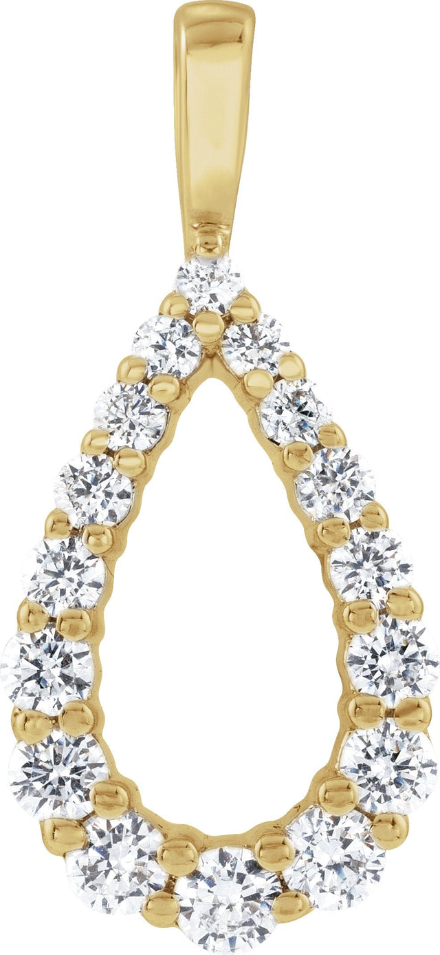 14K Gold Round Lab-Grown Diamond Pendant - Yellow Gold