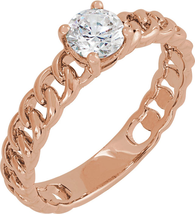 14K Gold Round Lab-Grown Diamond Ring - Rose Gold