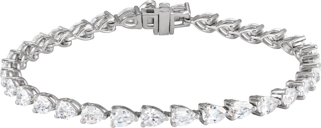 14K Gold Pear Lab-Grown Diamond Line Bracelet - White Gold