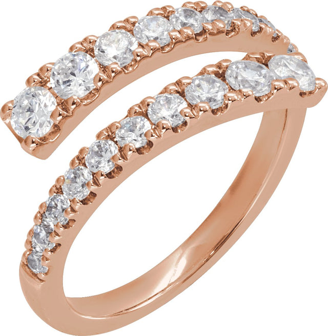 14K Gold Round Lab-Grown Diamond Bypass Ring – 9/10 CTW - Rose Gold