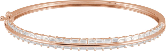 14K Gold Straight Baguette Lab-Grown Diamond Bangle Bracelet - Rose Gold