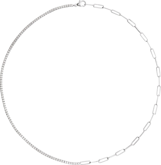 14K Gold Round Lab-Grown Diamond Line Necklace – 3 1/4 CTW - White Gold