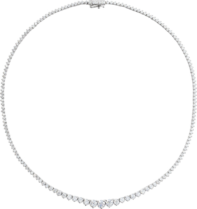 14K Gold Round Lab-Grown Diamond Line Necklace – 9 1/2 CTW - White Gold