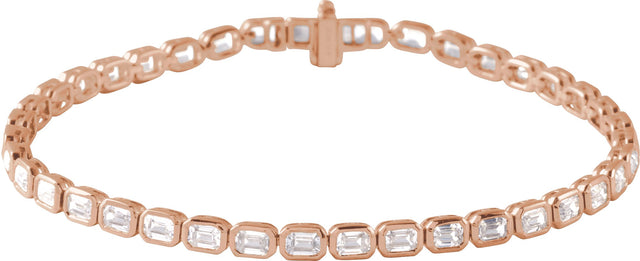 14K Gold Emerald Lab-Grown Diamond Line Bracelet – 6 1/4 CTW - Rose Gold