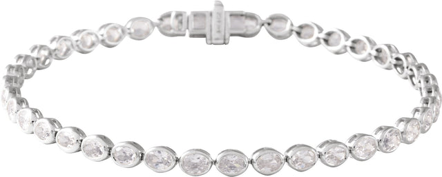 14K Gold Oval Lab-Grown Diamond Line Bracelet - White Gold