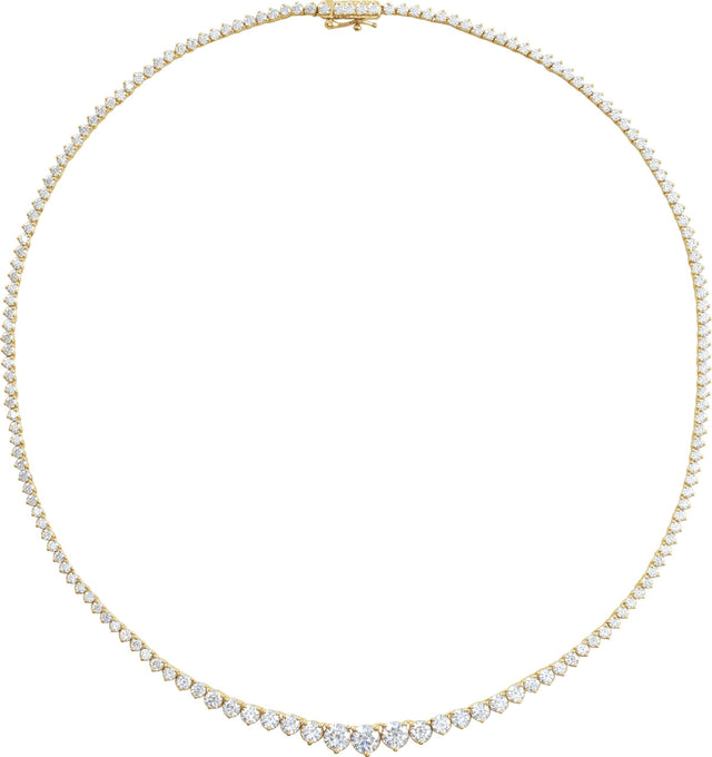 14K Gold Round Lab-Grown Diamond Line Necklace – 9 1/2 CTW - Yellow Gold