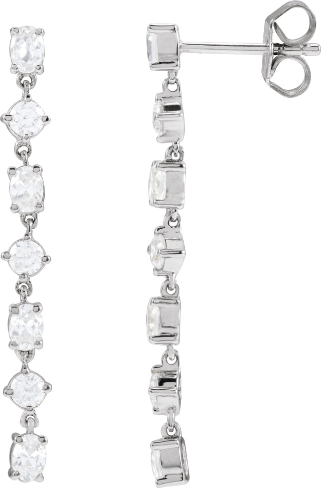 14K Gold Oval Lab-Grown Diamond Earrings - White Gold
