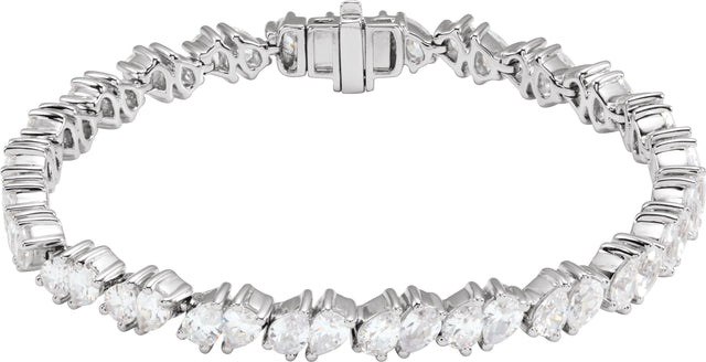 14K Gold Pear Lab-Grown Diamond Line Bracelet – 9 1/2 CTW - White Gold