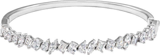 14K Gold Marquise Lab-Grown Diamond Bangle Bracelet - White Gold
