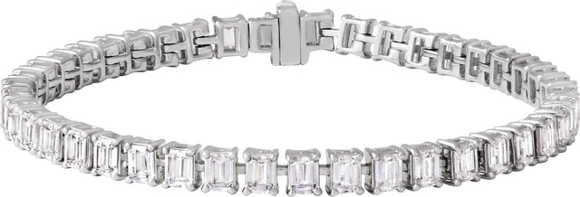 14K Gold Emerald Lab-Grown Diamond Line Bracelet – 10 1/2 CTW - White Gold