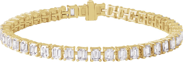 14K Gold Emerald Lab-Grown Diamond Line Bracelet – 10 1/2 CTW - Yellow Gold