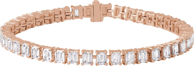 14K Gold Emerald Lab-Grown Diamond Line Bracelet – 10 1/2 CTW - Rose Gold
