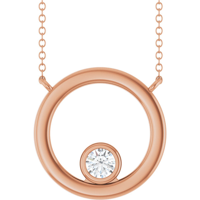 14K Gold Round Lab-Grown Diamond Geometric Necklace – 1/6 CTW - Rose Gold