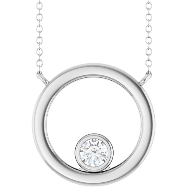 14K Gold Round Lab-Grown Diamond Geometric Necklace – 1/6 CTW - White Gold