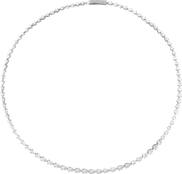 14K Gold Pear Lab-Grown Diamond Line Necklace – 10 CTW - White Gold