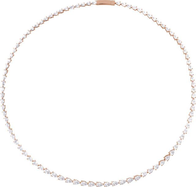 14K Gold Pear Lab-Grown Diamond Line Necklace – 10 CTW - Rose Gold