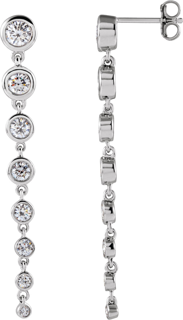 14K Gold Round Lab-Grown Diamond Earrings - White Gold