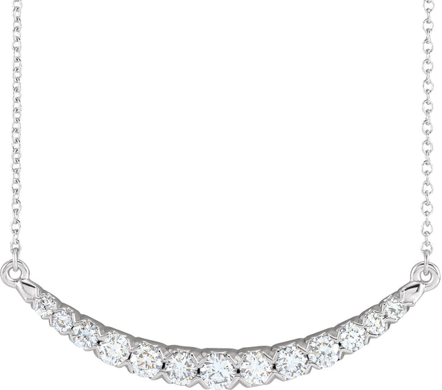 14K Gold Round Lab-Grown Diamond Bar Necklace – 3/4 CTW - White Gold