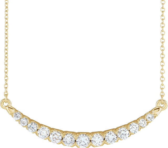 14K Gold Round Lab-Grown Diamond Bar Necklace – 3/4 CTW - Yellow Gold