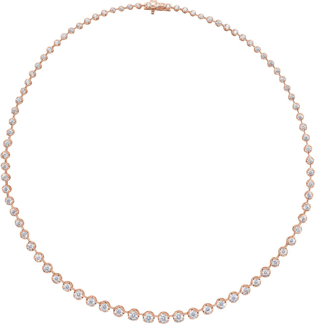 14K Gold Round Lab-Grown Diamond Line Necklace – 6 3/4 CTW - Rose Gold