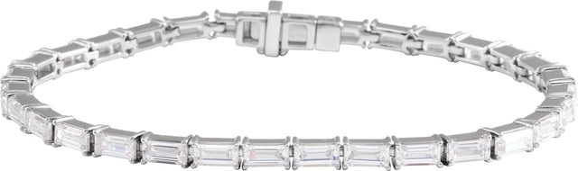 14K Gold Straight Baguette Lab-Grown Diamond Line Bracelet - White Gold