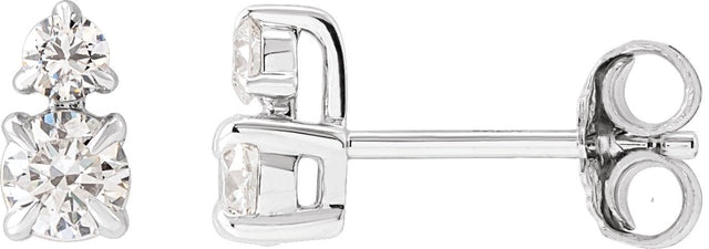 14K Gold Round Lab-Grown Diamond Earrings – 3.5-4.5mm Stones - White Gold