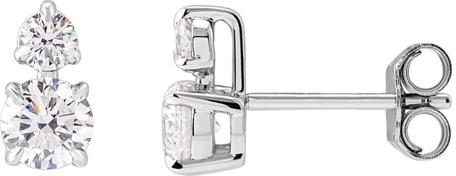 14K Gold Round Lab-Grown Diamond Earrings – 3.5-4.5mm Stones - White Gold
