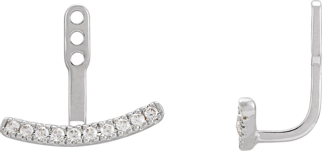 14K Gold Round Lab-Grown Diamond Curved Bar Earring Jackets - White Gold