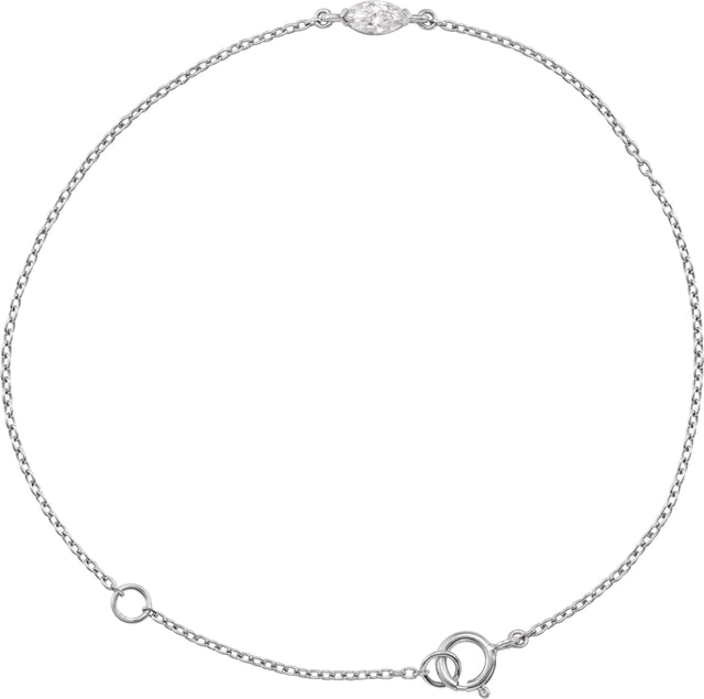 14K Gold Marquise Lab-Grown Diamond Bracelet - White Gold