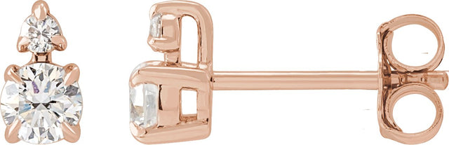 14K Gold Round Lab-Grown Diamond Earrings – 3.5-4.5mm Stones - Rose Gold