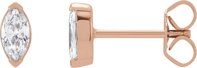 14K Gold Marquise Lab-Grown Diamond Stud Earrings - Rose Gold