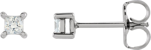 14K Gold Square Lab-Grown Diamond Stud Earrings - White Gold