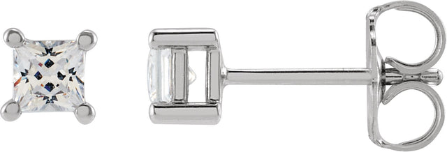 14K Gold Square Lab-Grown Diamond Stud Earrings - White Gold