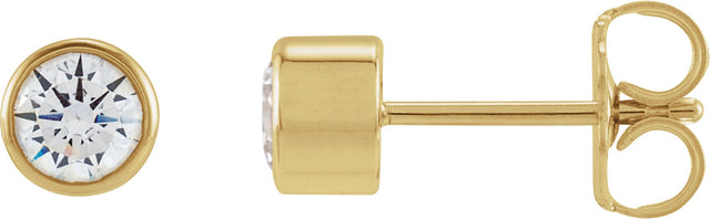14K Gold Lab-Grown Diamond Round Bezel-Set Stud Earrings – 2.5-4mm Stones - Yellow Gold