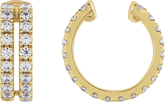 14K Gold Round Lab-Grown Diamond Negative Space Ear Cuff - Yellow Gold