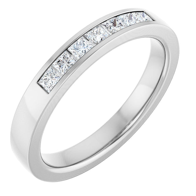 14K Gold Lab-Grown Diamond Channel-Set Seven-Stone Band - White Gold