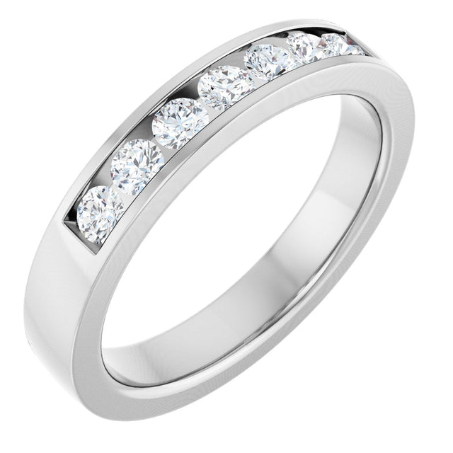 14K Gold Lab-Grown Diamond Channel-Set Seven-Stone Band - White Gold