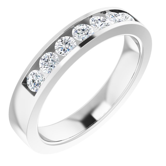 14K Gold Lab-Grown Diamond Channel-Set Seven-Stone Band - White Gold