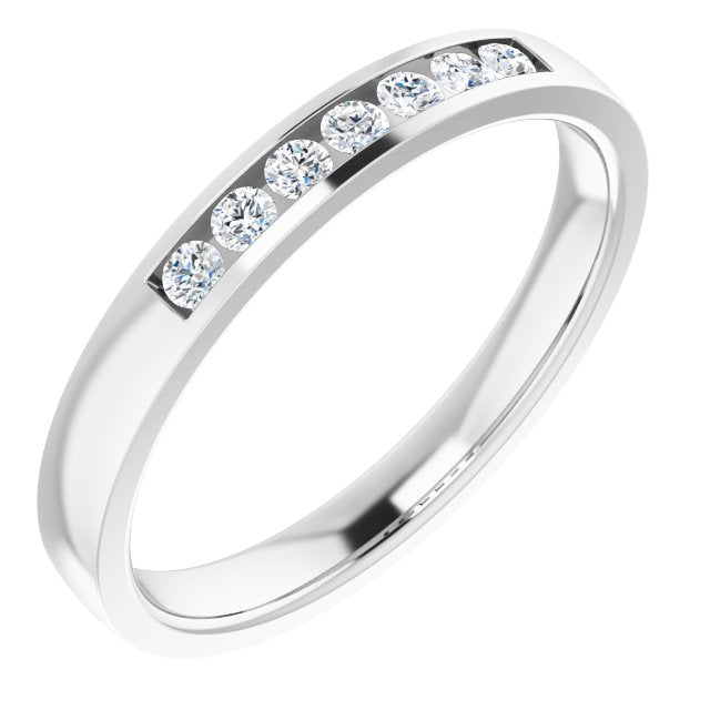 14K Gold Lab-Grown Diamond Channel-Set Seven-Stone Band - White Gold
