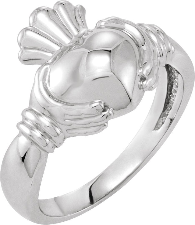 14K Gold Claddagh Band - White Gold