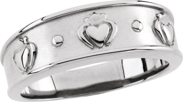 Platinum Claddagh Band – 8mm–8.25mm