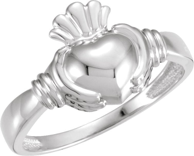 10K Gold Claddagh Band - White Gold