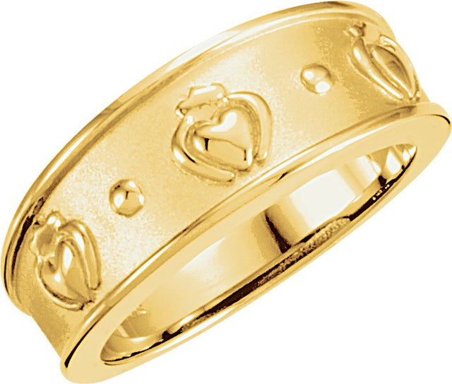 10K Gold Claddagh Band – 8mm–8.25mm